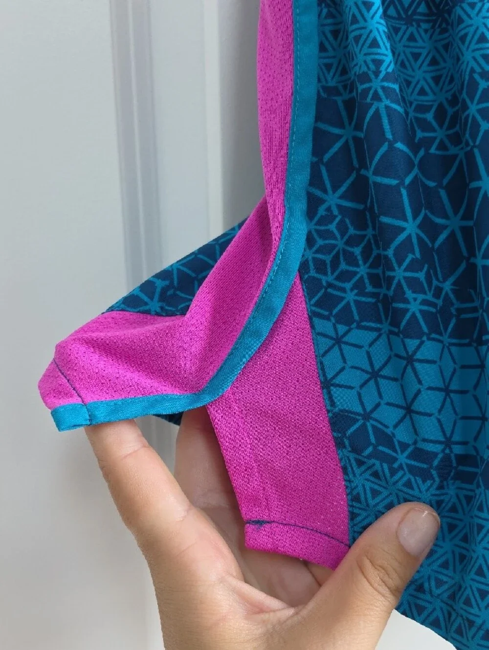 Nike Blue Geometric Kids Shorts with Pink Side Panels